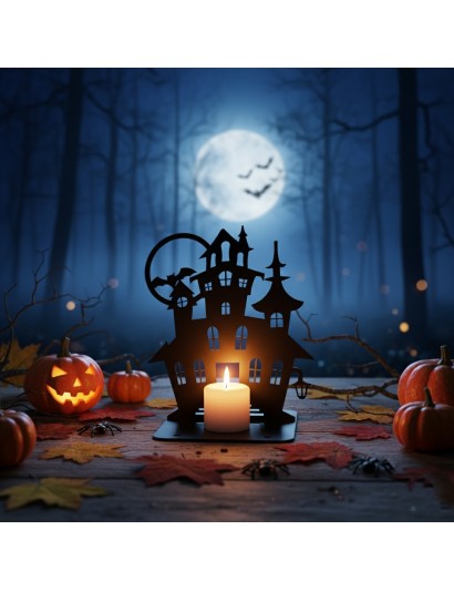 GAMET, Świecznik Halloween NAWIEDZONY DOM Metalowy Lampion HIT SEZONU