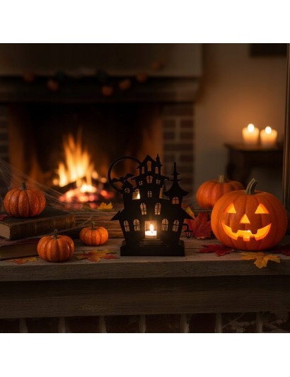 GAMET, Świecznik Halloween NAWIEDZONY DOM Metalowy Lampion HIT SEZONU