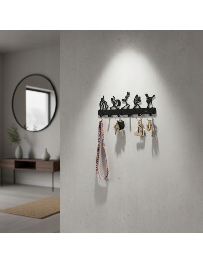 Wieszak na klucze MUZYCY Metalowy Czarny LOFT 6 haczyków PRODUKT POLSKI