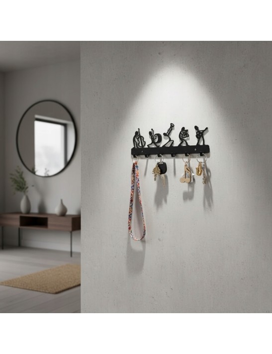 Wieszak na klucze MUZYCY Metalowy Czarny LOFT 6 haczyków PRODUKT POLSKI