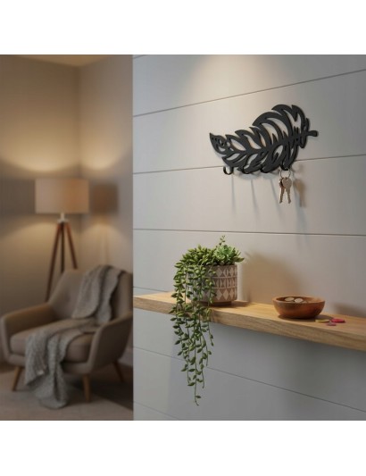 WIESZAK na klucze LIŚĆ Metalowy Uchwyt Ścienny LOFT Dekoracja Przedpokój