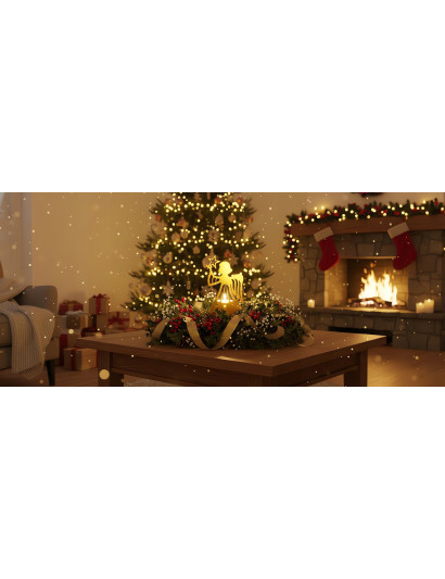 Świecznik Anioł Złoty Metalowy - Lampion na Tealight Dekoracja Świąteczna