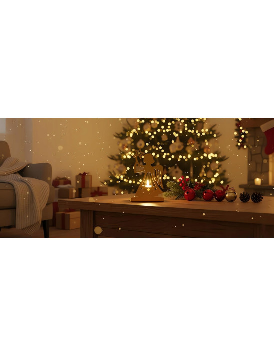 Świecznik Anioł Złoty Metalowy - Lampion na Tealight Dekoracja Świąteczna