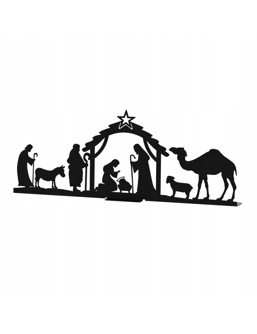 SZOPKA BOŻONARODZENIOWA czarna Stajenka Nowoczesna Ozdoba Świąteczna DUŻA