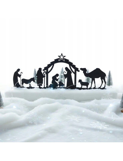 SZOPKA BOŻONARODZENIOWA czarna Stajenka Nowoczesna Ozdoba Świąteczna DUŻA