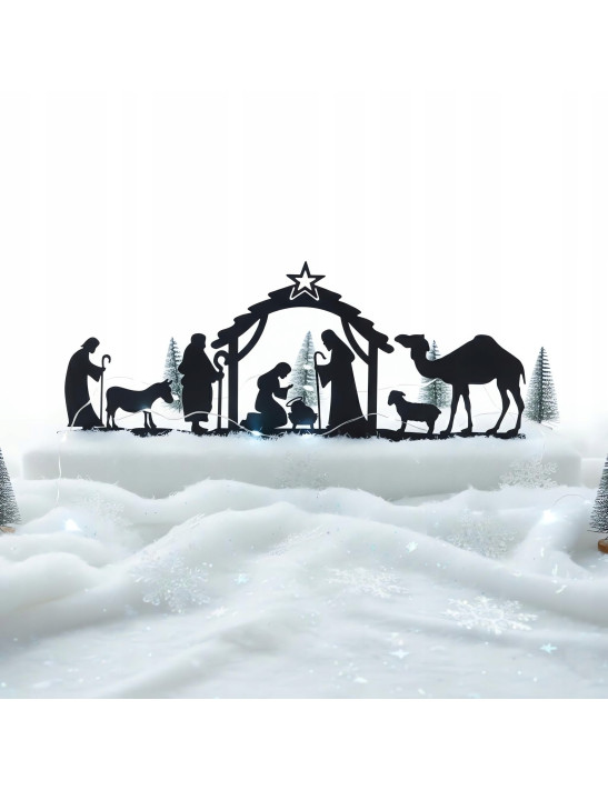 SZOPKA BOŻONARODZENIOWA czarna Stajenka Nowoczesna Ozdoba Świąteczna DUŻA