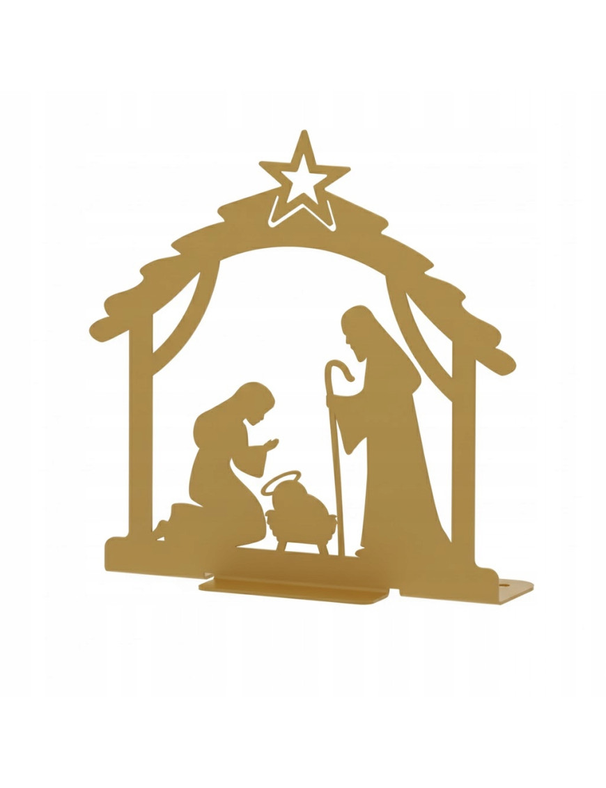 SZOPKA BOŻONARODZENIOWA złota Stajenka Nowoczesna Ozdoba Świąteczna