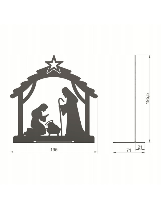 SZOPKA BOŻONARODZENIOWA Czarna Stajenka Nowoczesna Ozdoba Świąteczna