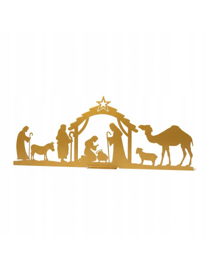 SZOPKA BOŻONARODZENIOWA złota Stajenka Nowoczesna Ozdoba Świąteczna DUŻA