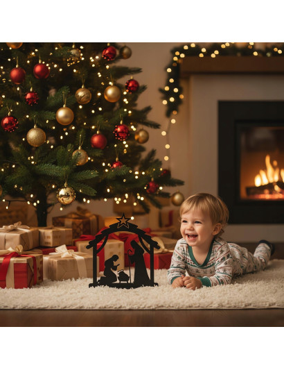 SZOPKA BOŻONARODZENIOWA Czarna Stajenka Nowoczesna Ozdoba Świąteczna