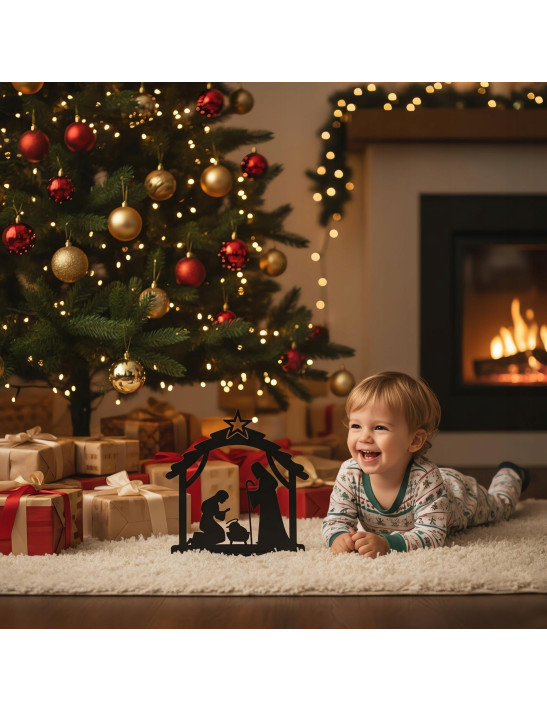 SZOPKA BOŻONARODZENIOWA Czarna Stajenka Nowoczesna Ozdoba Świąteczna