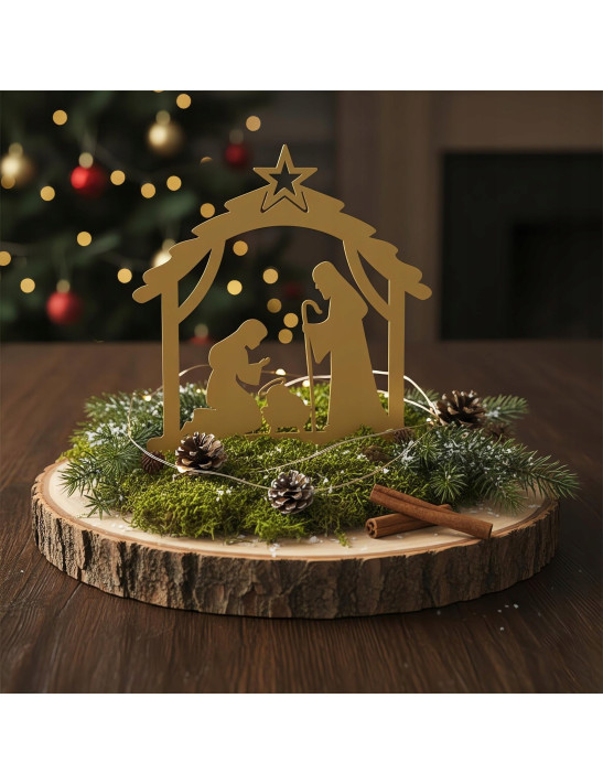 SZOPKA BOŻONARODZENIOWA złota Stajenka Nowoczesna Ozdoba Świąteczna