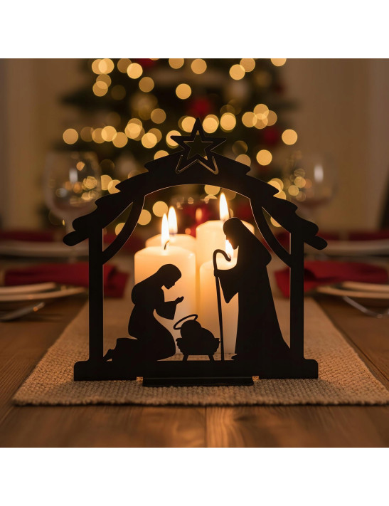 SZOPKA BOŻONARODZENIOWA Czarna Stajenka Nowoczesna Ozdoba Świąteczna