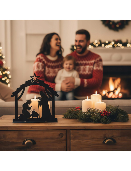 SZOPKA BOŻONARODZENIOWA Czarna Stajenka Nowoczesna Ozdoba Świąteczna