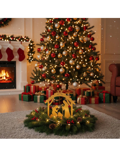 SZOPKA BOŻONARODZENIOWA złota Stajenka Nowoczesna Ozdoba Świąteczna