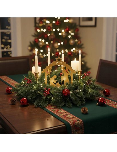 SZOPKA BOŻONARODZENIOWA złota Stajenka Nowoczesna Ozdoba Świąteczna