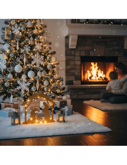 SZOPKA BOŻONARODZENIOWA złota Stajenka Nowoczesna Ozdoba Świąteczna