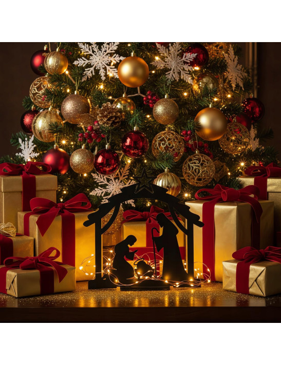 SZOPKA BOŻONARODZENIOWA Czarna Stajenka Nowoczesna Ozdoba Świąteczna