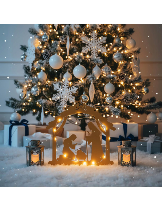 SZOPKA BOŻONARODZENIOWA złota Stajenka Nowoczesna Ozdoba Świąteczna