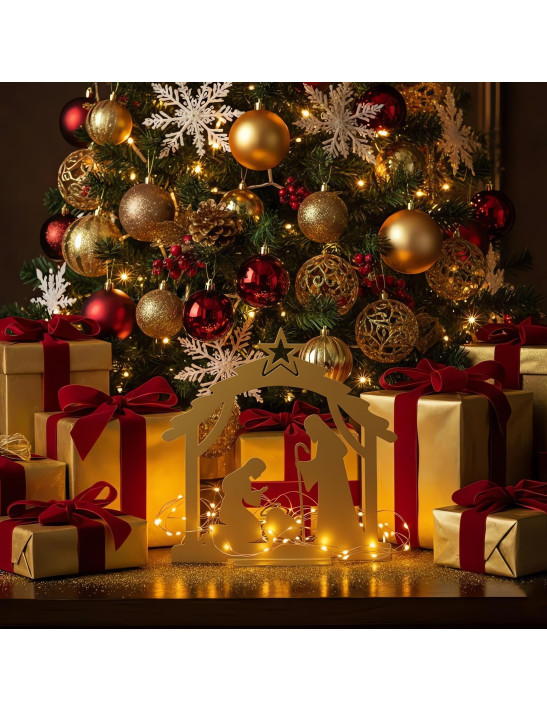 SZOPKA BOŻONARODZENIOWA złota Stajenka Nowoczesna Ozdoba Świąteczna