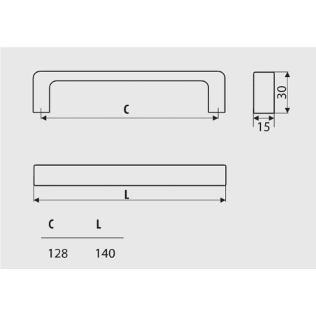 Uchwyt meblowy GAMET UU52 miedź szczotkowana 128mm