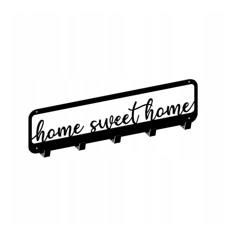 Wieszak Home Sweet Home w ramce, czarny strukturalny