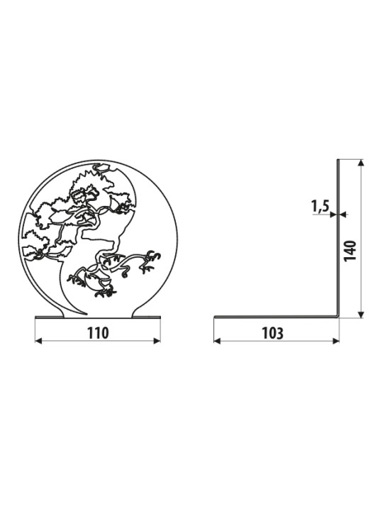 Podpórka AD208, YIN-YANG, czarny strukturalny